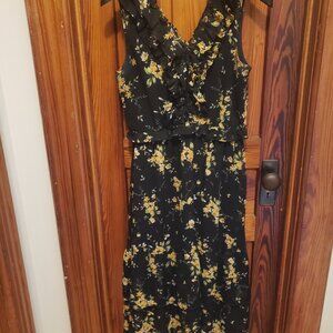 Black floral midi dress